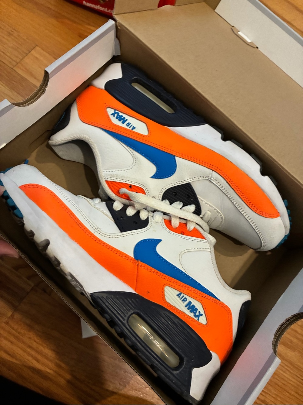 Nike Air Max Sneakers in White, Orange & Blue